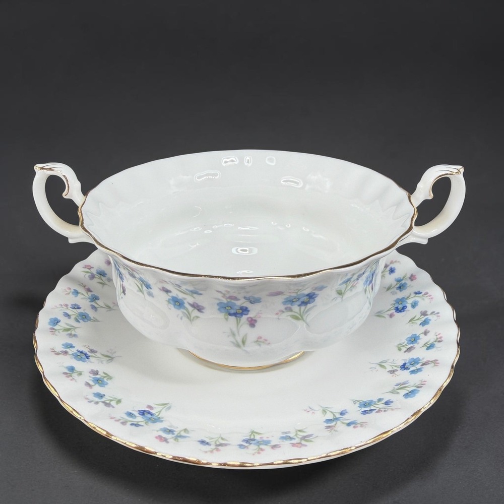 Royal Albert Memory Lane Cream Soup Bowl and Saucer Bone China England Floral